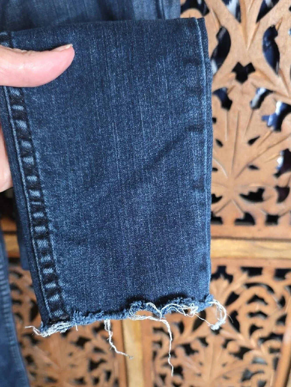Free People Dark Blue Skinny High-Rise Button-Fly Jeans